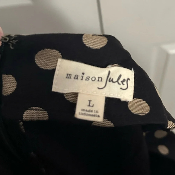 Maison Jules Black Polka Dot Dress Size Large - Picture 5 of 5